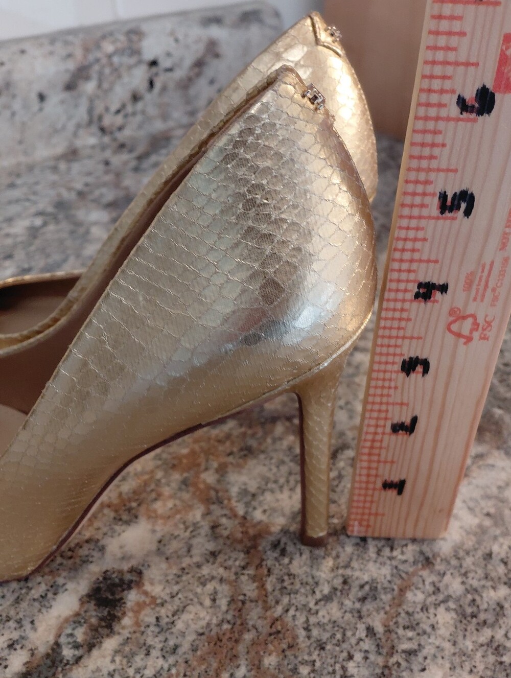 Sam & Libby Gold Snake Skin Patterned Pointed-Toe Stiletto Pumps - Picture 6 of 10